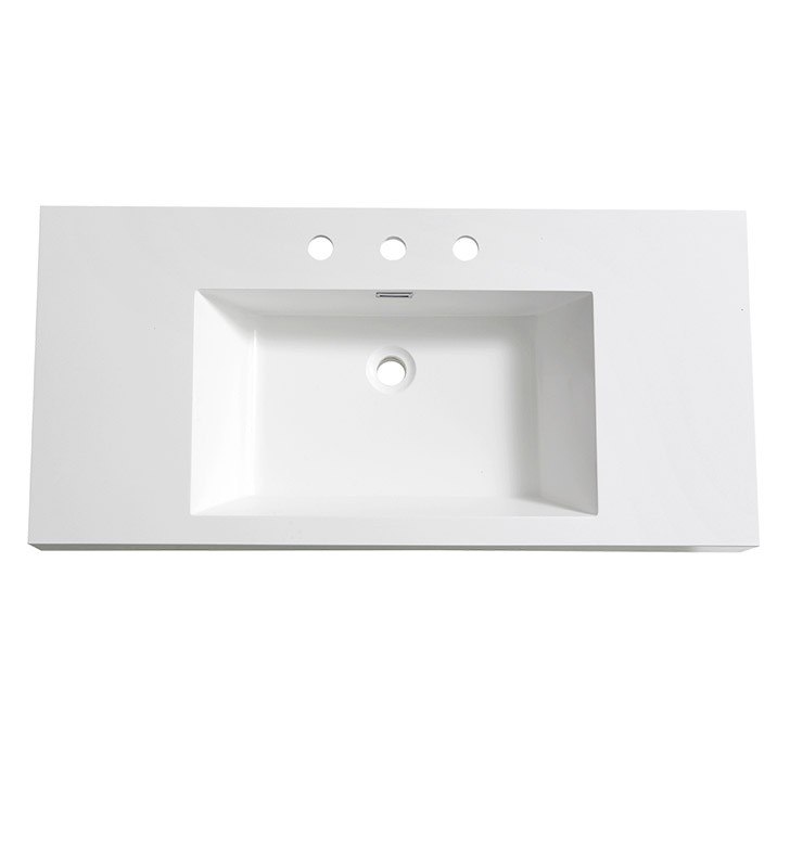 Fresca FVS8010WH Mezzo 40 Inch White Integrated Sink with Countertop