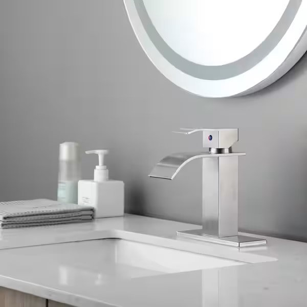 Brushed Nickel Waterfall Bathroom Faucet - Widespread Bathroom Faucets For Sink 3 Hole, 2 - View #12