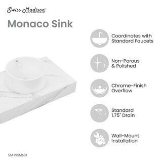 Swiss Madison Monaco Undermount Bathroom Sink – 18” Oval, Glossy White Non-Porous Ceramic