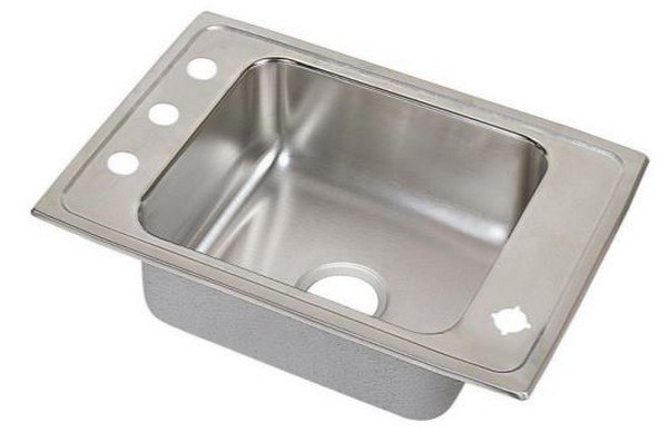 ELKAY DRKAD311955FR4 31 L X 19-1/2 W X 5-1/2 D SINGLE BOWL TOP MOUNT CLASSROOM SINK, 4 FAUCET HOLES