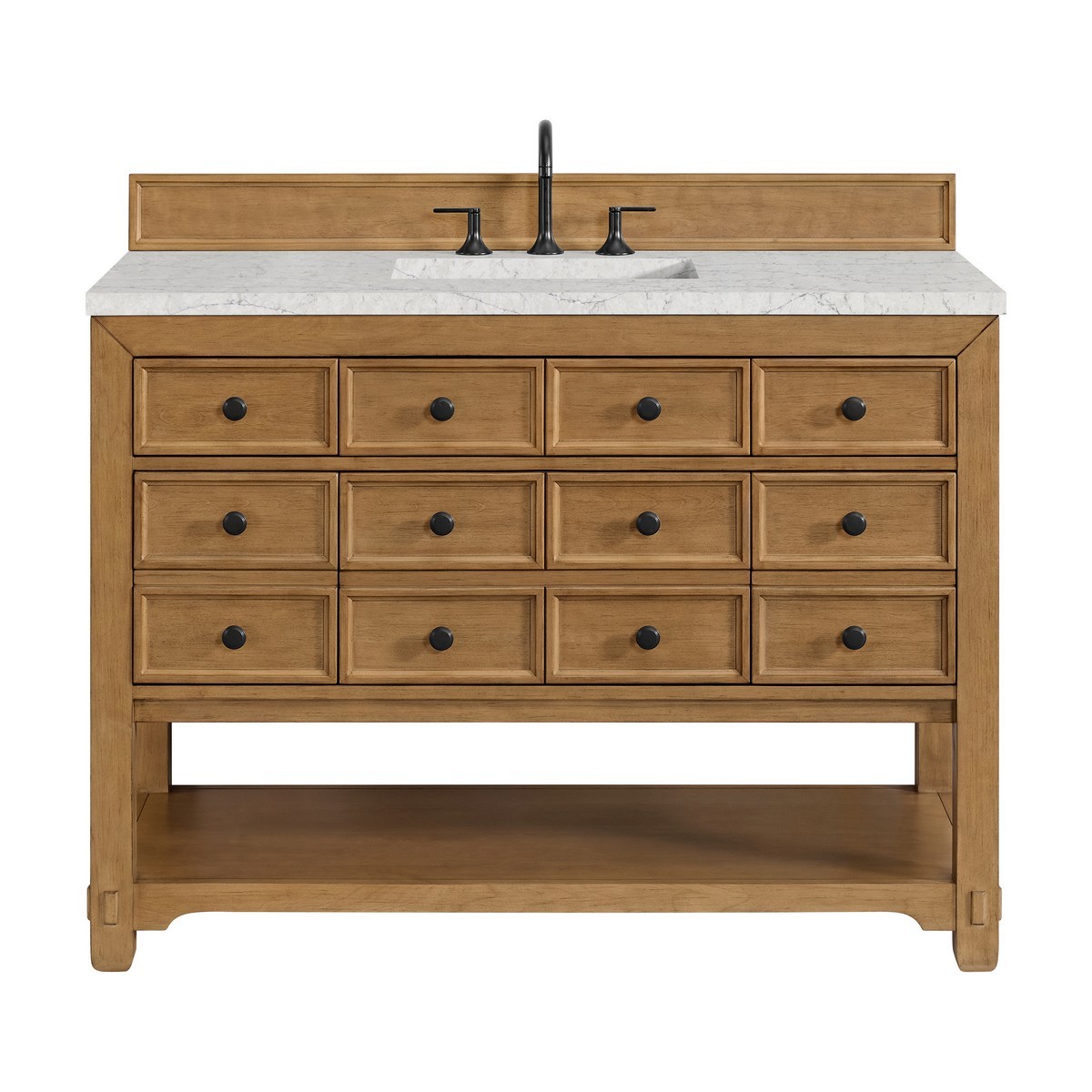JAMES MARTIN FURNITURE 505-V48-AMB-F MALIBU 48 INCH FREESTANDING SINGLE SINK BATHROOM VANITY IN AMBER BIRCH WITH 3 CM COUNTERTOP AND FREE POWER WIRELESS CHARGER