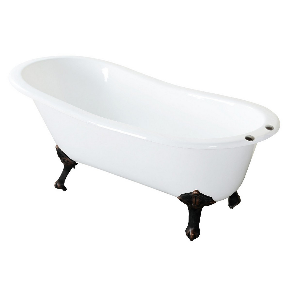 KINGSTON BRASS VCTD5731B TAZATINA 56 7/8 INCH CAST IRON OVAL SINGLE SLIPPER CLAWFOOT BATHTUB