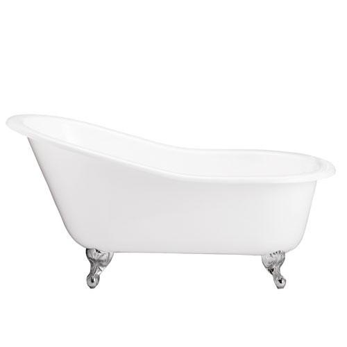 BARCLAY CTSN57-WH GRAYSON 57 INCH CAST IRON FREESTANDING CLAWFOOT OVAL SOAKER SLIPPER BATHTUB - WHITE