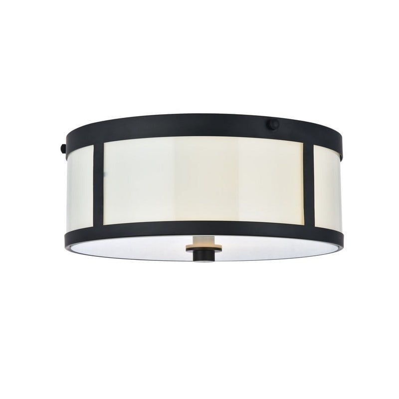 ELEGANT FURNITURE LIGHTING LD6019 HADRIAN 2 LIGHT 12 INCH FLAT FLUSH MOUNT CEILING LIGHT - FLAT BLACK