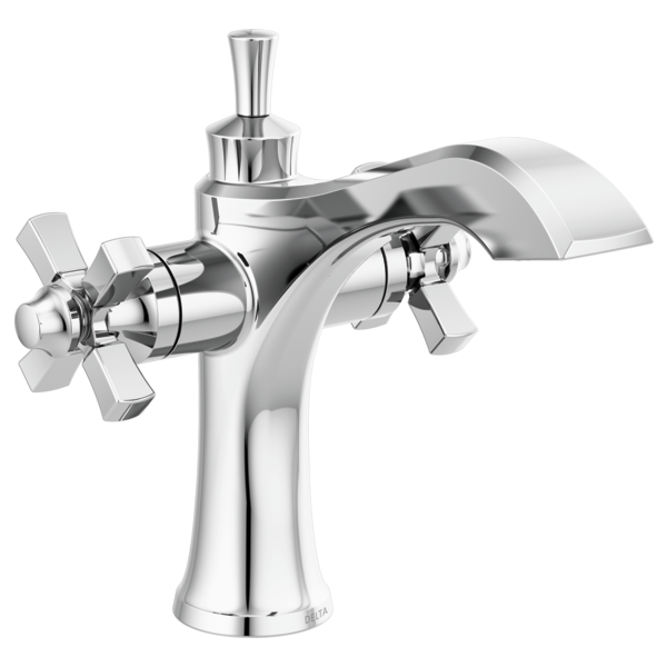DELTA 857-DST DORVAL 7 1/8 INCH SINGLE HOLE TWO CROSS HANDLES DECK MOUNT MONOBLOCK BATHROOM FAUCET