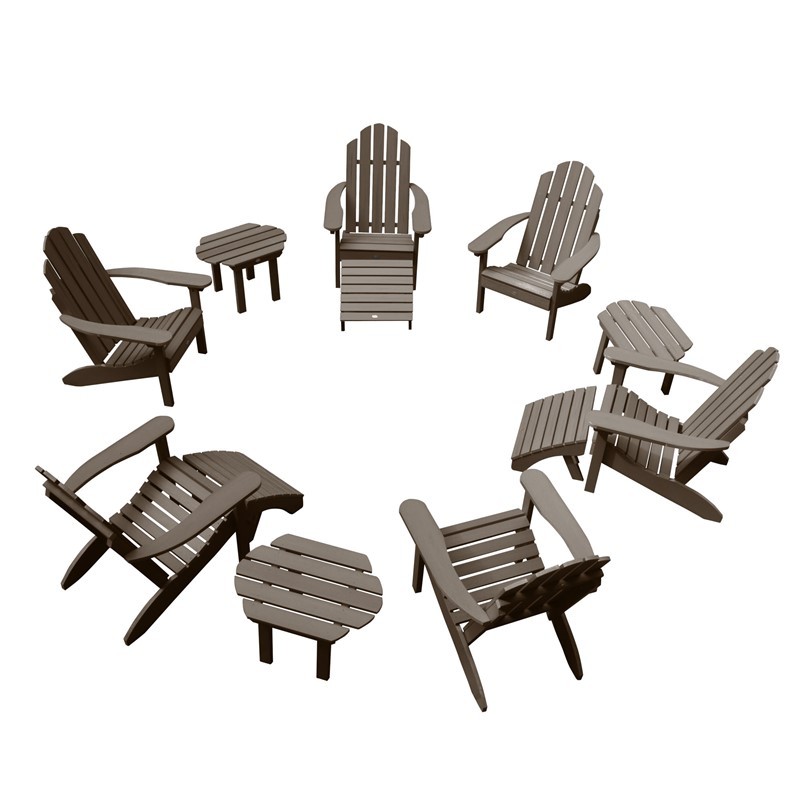 Highwood Usa AD-KITCLAS7 Six Classic Westport Adirondack Chairs, 3 Classic Westport Side Tables And 3 Ottomans