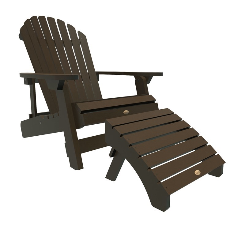 Highwood Usa AD-KITKING2 33 1/4 Inch One King Hamilton Folding And Reclining Adirondack Chair With 1 Folding Ottoman