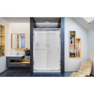 Infinity Z Shower Door 48 QWall Chrome Frosted Glass