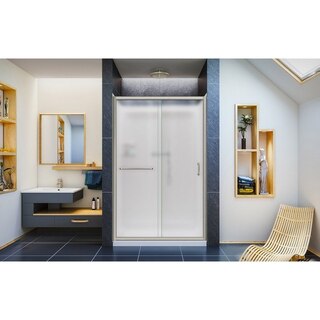 Infinity Z Shower Door 48 QWall Brushed Frosted Glass