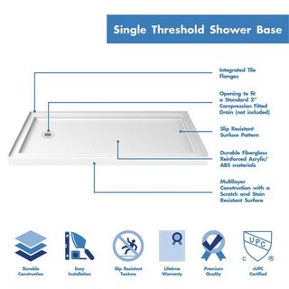 Single Threshold Shower Base Left Drain 60