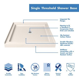 Single Threshold Square Shower Base Biscuit Highlights