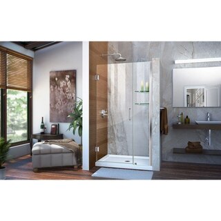 Unidoor Shower Door and Base with glass shelves 01