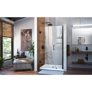 Unidoor Shower Door and Base with glass shelves 09