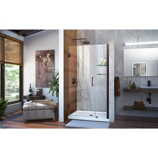 Unidoor Shower Door and Base with glass shelves 06