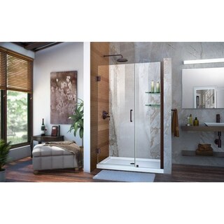 Unidoor Shower Door with Base and glass shelves 06
