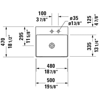 Duravit 235350 Durasquare 19-5/8 Inch Washbasin In White