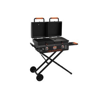 Tailgating Camping Black Legs Hood & Side Shelf Heavy Duty Flat Top Portable BBQ Griddle Grill Station for Kitchen Blackstone 1550 On The Go Combo with Wheels Outdoor 