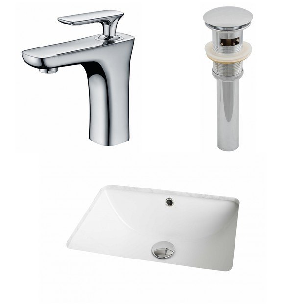 American Imaginations AI-888-13025 Round Undermount Sink Set in White with Single Hole CUPC Faucet and Drain