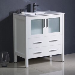 FRESCA FCB6230WH-I TORINO 30 INCH WHITE MODERN BATHROOM CABINET WITH INTEGRATED SINK