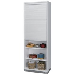 SARMOG 7054 QUADRANTE CONTEMPORARY WHITE WOOD HIGH CABINET WITH ROLLING SHUTTER