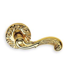 OMNIA 251/00.PR SOLID BRASS INTERIOR ORNATE LEVER LATCHSET WITH ROUND ROSE PRIVACY ENTRY