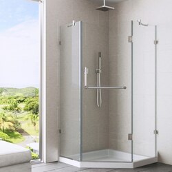 VIGO VG6062-WS PIEDMONT 38 X 38 INCH FRAMELESS NEO-ANGLE CLEAR GLASS SHOWER ENCLOSURE WITH LOW-PROFILE BASE