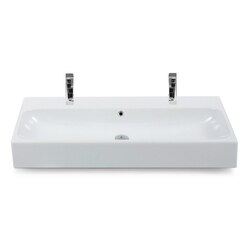 CERASTYLE 080500-U-TWO HOLE PINTO 40 INCH RECTANGULAR WHITE CERAMIC WALL MOUNTED OR VESSEL BATHROOM SINK