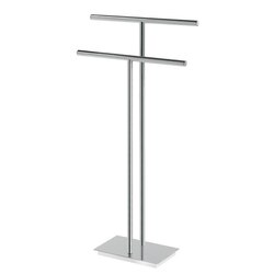 GEDY D031-13 BERMUDA 16 INCH FLOOR STANDING CHROMED BRASS AND STEEL TWO RAIL TOWEL STAND