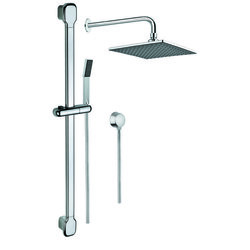 GEDY SUP1015 SUPERINOX CHROME SHOWER SYSTEM WITH SHOWERHEAD, HAND SHOWER WITH SLIDING RAIL, AND WATER CONNECTION