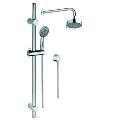 GEDY SUP1018 SUPERINOX CHROME SHOWER SYSTEM WITH HAND SHOWER AND SLIDING RAIL, SHOWERHEAD, AND WATER CONNECTION