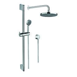 GEDY SUP1016 SUPERINOX CHROME SHOWER SYSTEM WITH HAND SHOWER WITH SLIDING RAIL, SHOWERHEAD, AND WATER CONNECTION