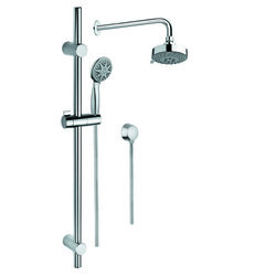 GEDY SUP1034 SUPERINOX CHROME SHOWER SOLUTION WITH HAND SHOWER AND SLIDING RAIL, SHOWERHEAD, AND WATER CONNECTION