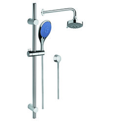 GEDY SUP1011 SUPERINOX SHOWER SYSTEM WITH CHROME HAND SHOWER WITH SLIDING RAIL, SHOWERHEAD, AND WATER CONNECTION
