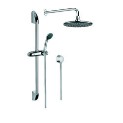 GEDY SUP1030 SUPERINOX CHROME SHOWER SYSTEM WITH HAND SHOWER AND SLIDING RAIL, SHOWERHEAD, AND WATER CONNECTION