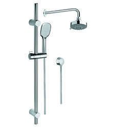 GEDY SUP1031 SUPERINOX CHROME SHOWER SYSTEM WITH HAND SHOWER, SLIDING RAIL, SHOWERHEAD, AND WATER CONNECTION