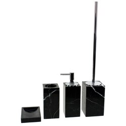 GEDY AN100-14 ANTHURIUM BLACK MARBLE BATHROOM ACCESSORY SET IN 4 PIECES