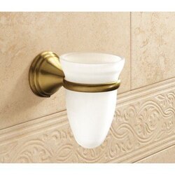 GEDY 7510-44 ROMANCE WALL MOUNTED FROSTED GLASS TOOTHBRUSH HOLDER WITH BRONZE MOUNTING