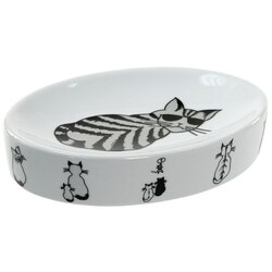 GEDY 1811-4176 LARA WHITE SOAP HOLDER WITH CAT PICTURE