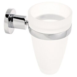 GEDY 5110-13 DEMETRA WALL MOUNTED FROSTED GLASS TOOTHBRUSH HOLDER WITH CHROME MOUNTING