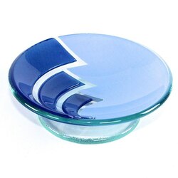 GEDY LO11-11 LOTO ROUND BLUE GLASS/ALUMINUM SOAP HOLDER