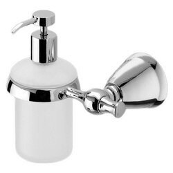 GEDY LI81-13 LIRA FROSTED GLASS SOAP DISPENSER WITH POLISHED CHROME WALL MOUNT AND HAND PUMP
