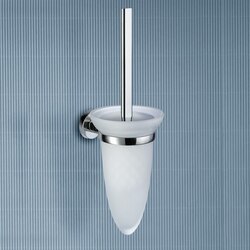 GEDY 5133-03-13 DEMETRA WALL MOUNTED CONE SHAPED FROSTED GLASS TOILET BRUSH HOLDER WITH CHROME MOUNTING