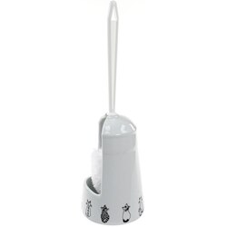 GEDY 1833-4176 LARA WHITE TOILET BRUSH HOLDER WITH CAT PICTURE