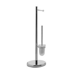 GEDY 2732-13 TRACY FREE STANDING CHROME TOILET PAPER HOLDER AND TOILET BRUSH HOLDER STAND