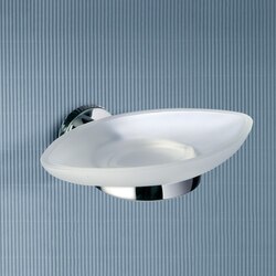 GEDY 5111-13 DEMETRA WALL MOUNTED OVAL FROSTED GLASS SOAP HOLDER WITH CHROME MOUNTING