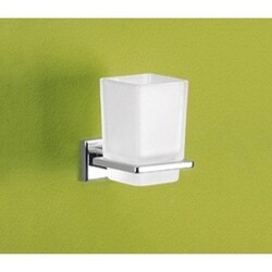 GEDY 6910-13 COLORADO WALL MOUNTED FROSTED GLASS TOOTHBRUSH HOLDER