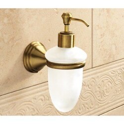 GEDY 7581-44 ROMANCE WALL MOUNTED FROSTED GLASS SOAP DISPENSER WITH BRONZE MOUNTING