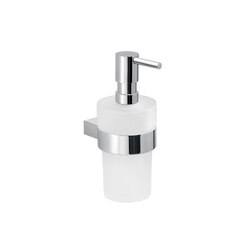 GEDY A281-13 CANARIE ROUND WALL HUNG GLASS SOAP DISPENSER WITH CHROME MOUNTING