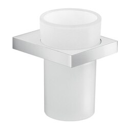 GEDY A310-13 LANZAROTE ROUND WALL MOUNTED CROMALL AND FROSTED GLASS TOOTH BRUSH HOLDER