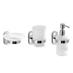 GEDY FEBO200-13 FEBO WALL MOUNTED THREE PIECE ACCESSORY SET MADE OF FROSTED GLASS